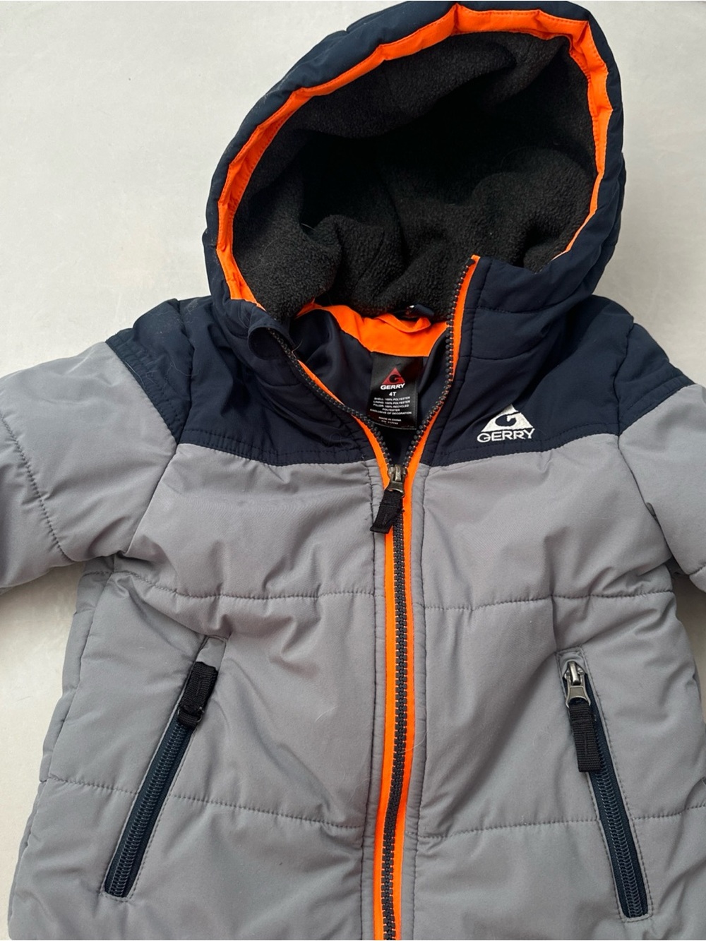 Gerry Boys' Gray & Navy Insulated Hooded Jacket with Orange Trim